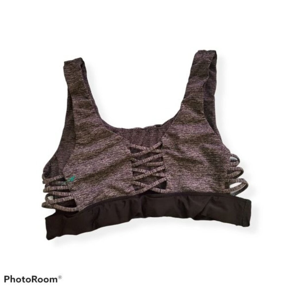 Pink womens Sport Bra size XS to small in my opinion no tag gray/black color - Picture 2 of 4